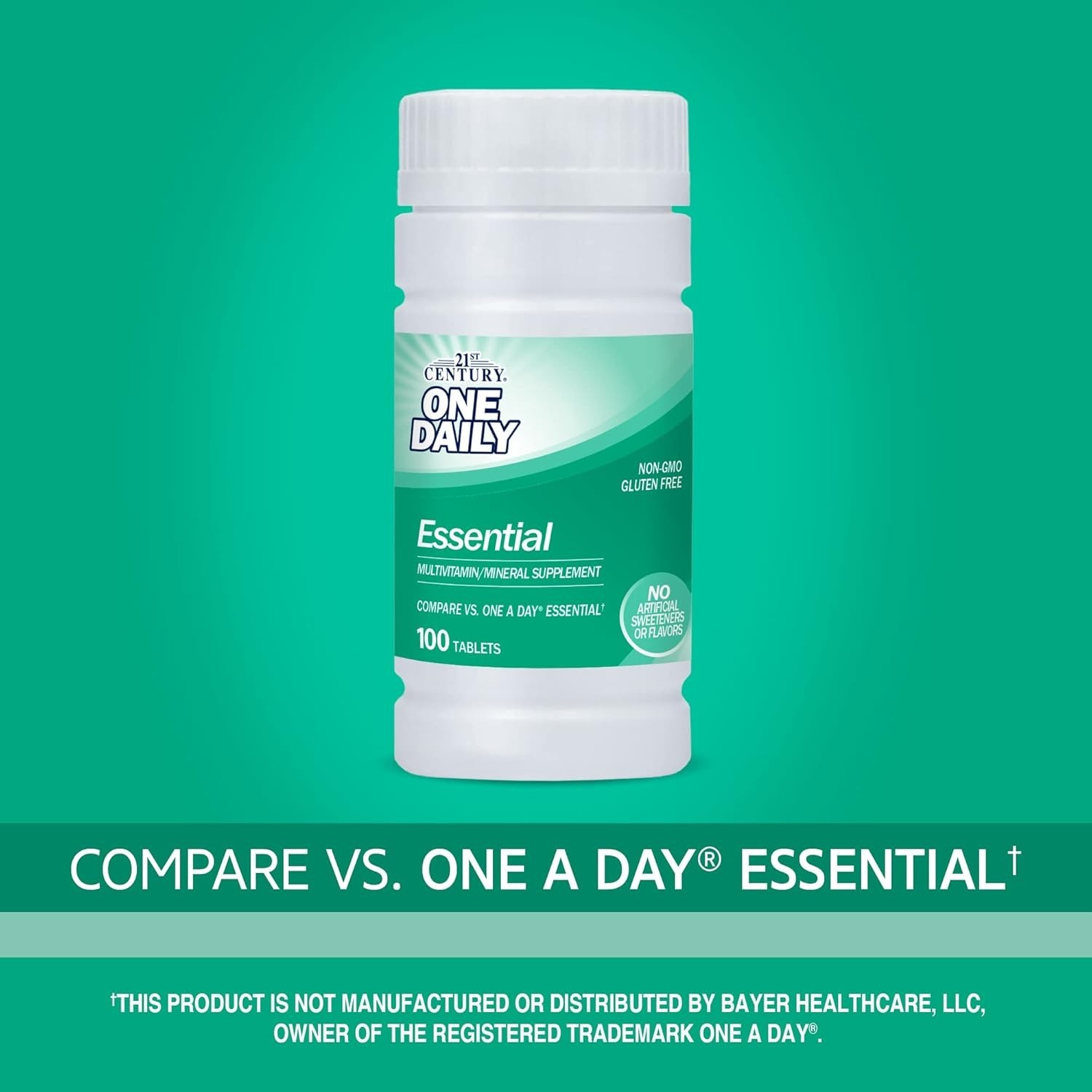Daily Essential Multivitamin Tablets – 100 Count, Gluten-Free & Easy to Swallow