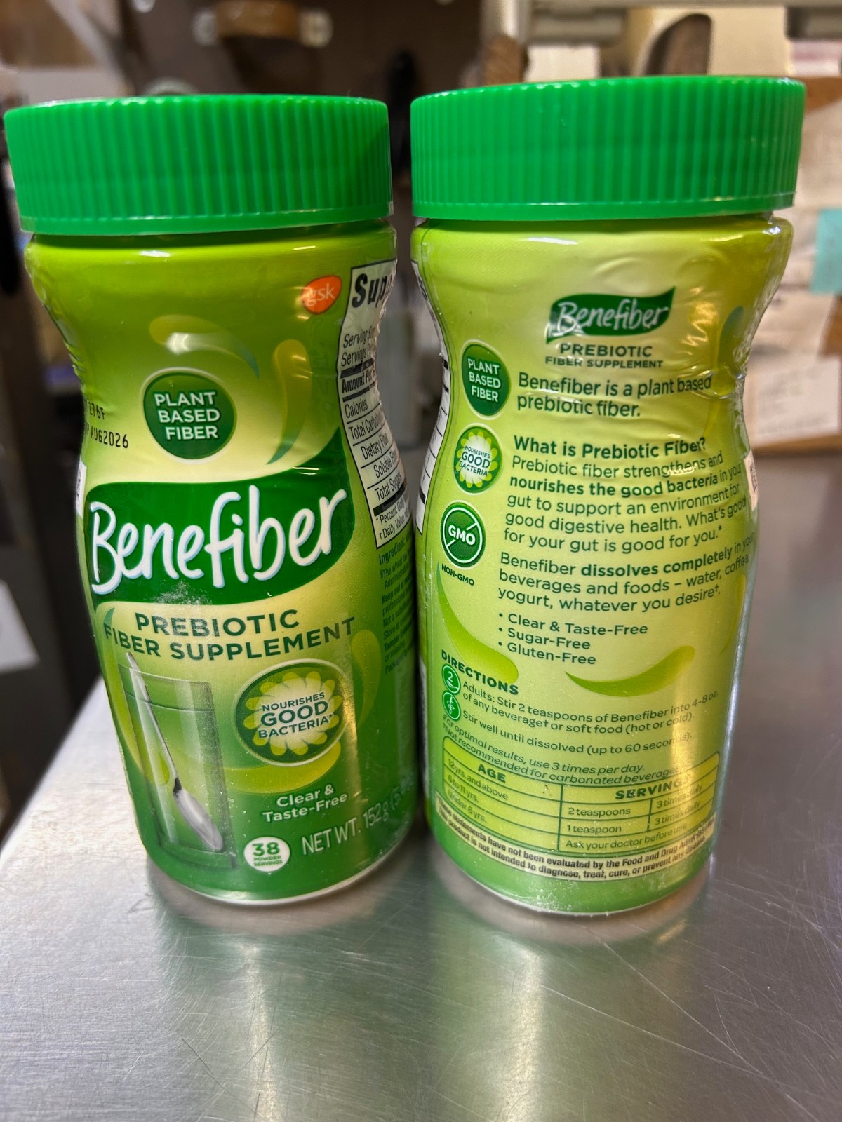 2x 5oz Benefiber Prebiotic Fiber Supplement Plant Based EXP8/2026 adults & Kids