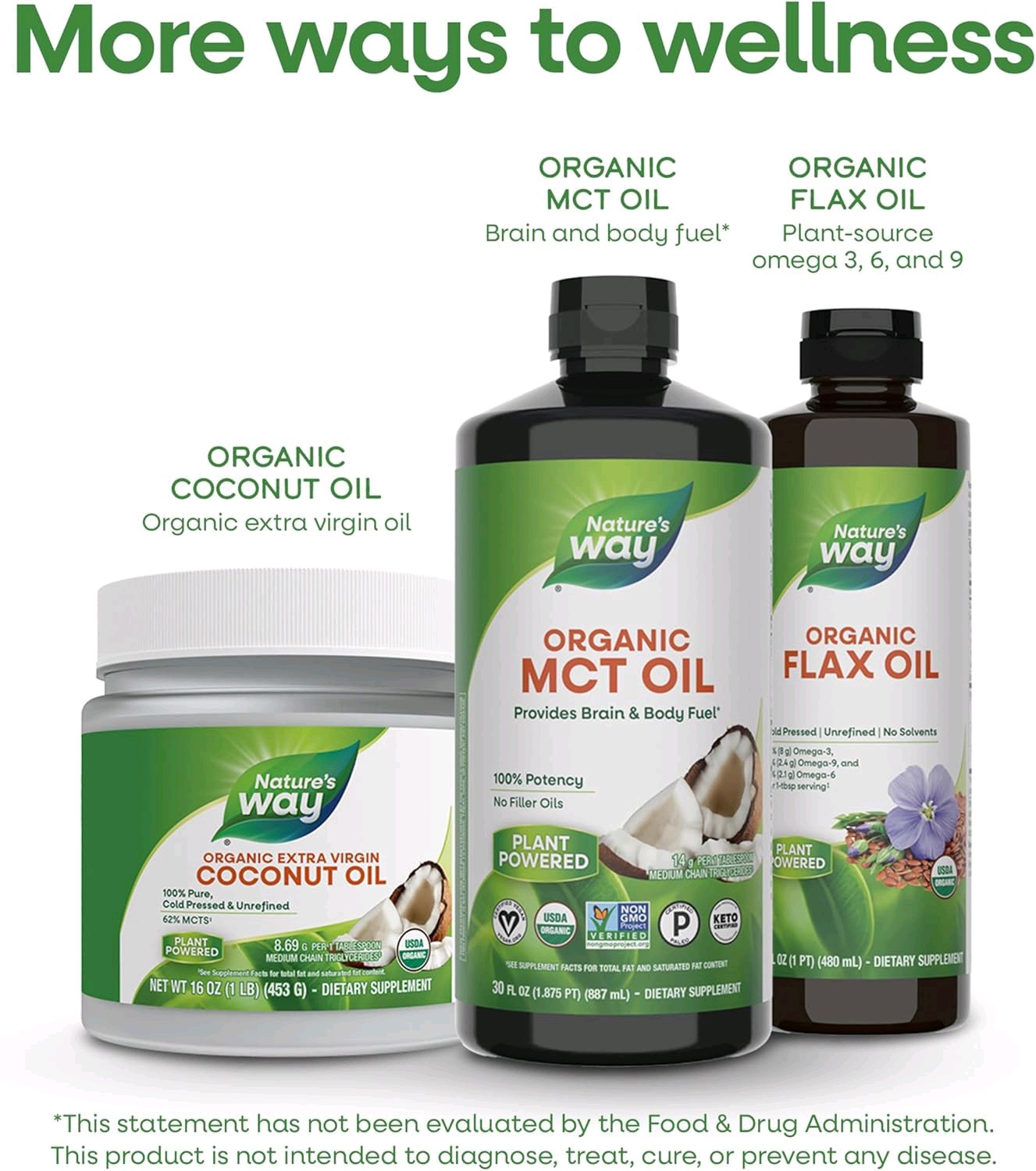 ​Nature’s Way Pure Organic MCT Oil C8 C10 Caprylic Acid Coconut Liquid Oil 30oz