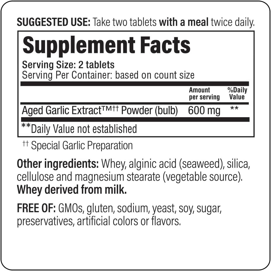 Aged Garlic Extract™, Cardiovascular Health, Original, Formula 100, 100 Tablets