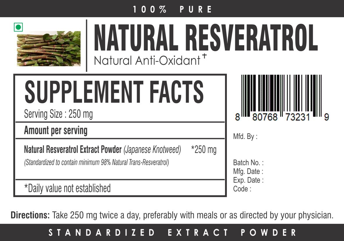 Trans Resveratrol Powder 100% Pure Antioxidant for Anti-Aging & Wellness