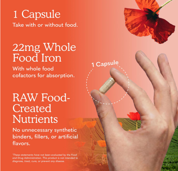 Iron Supplement for Energy Support Blood Health Immune Support Vegan Formula,B12