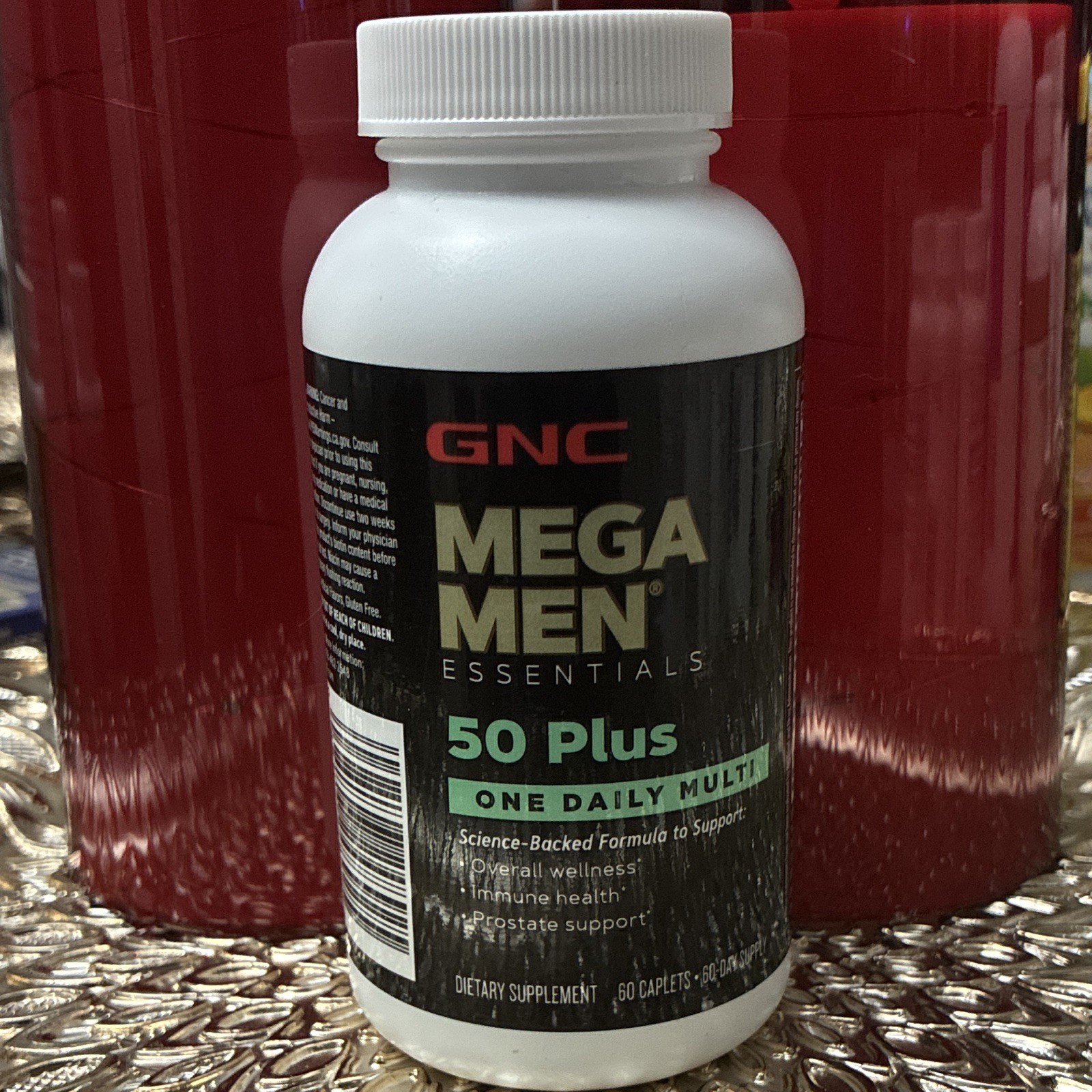 GNC Mega Men Essentials 50 Plus One Daily Multivitamin Gluten-Free 60 Caplets