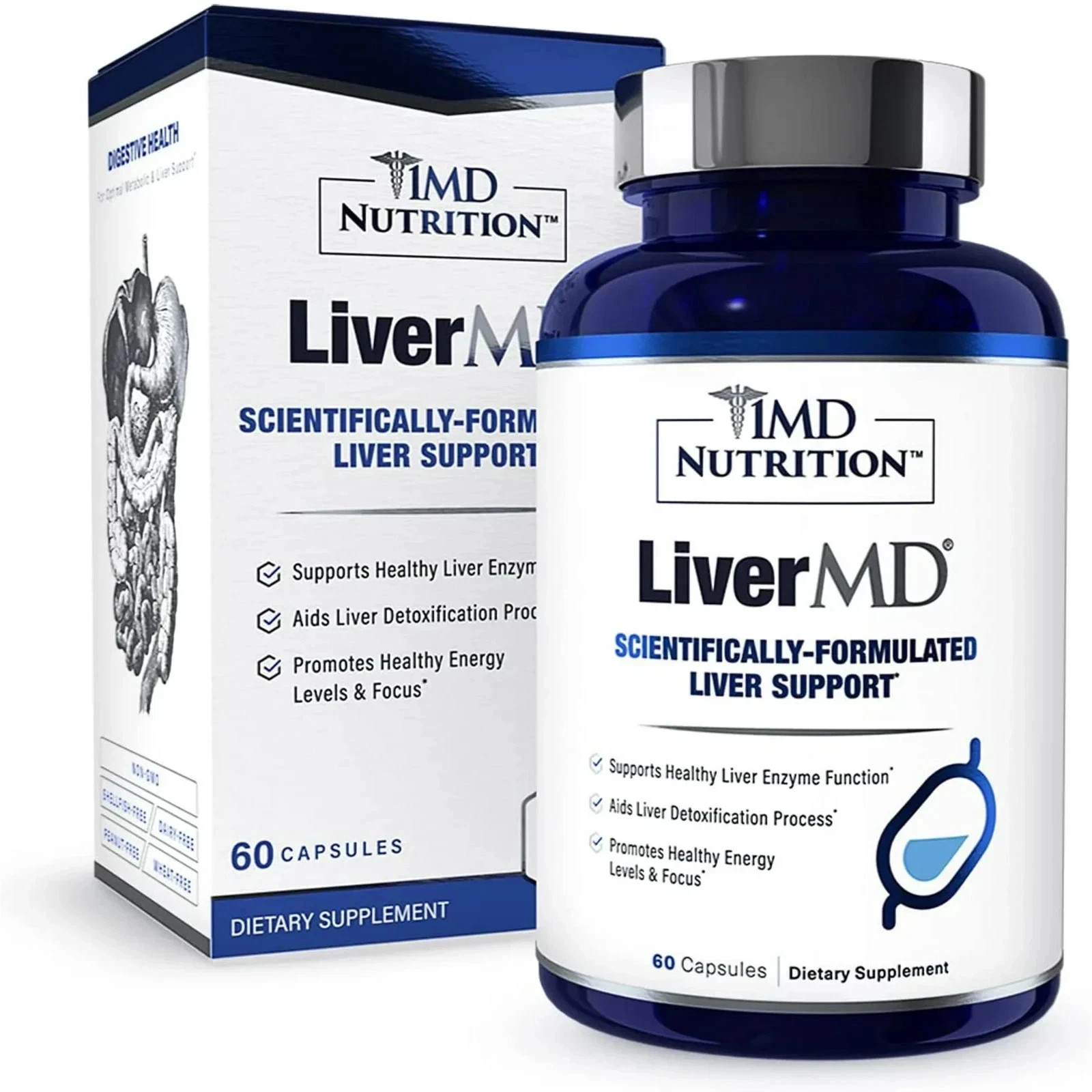 1MD Nutrition LiverMD support healthy liver, 60 Caps, (Pack of 5)
