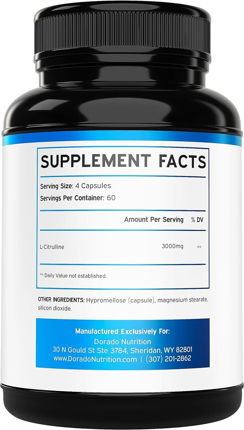 L-Citrulline 3000mg 2X240 Capsules GMP Certified & Non-GMO Free Form Amino