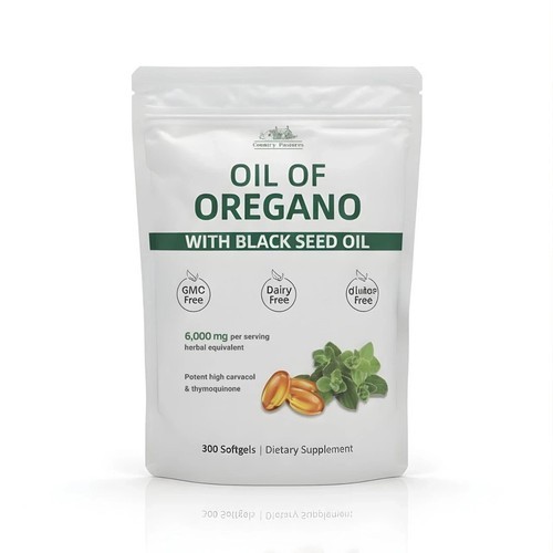 Oregano & Black Seed Oil 6000mg – 300 Softgels – New Herbal Supplement Capsules