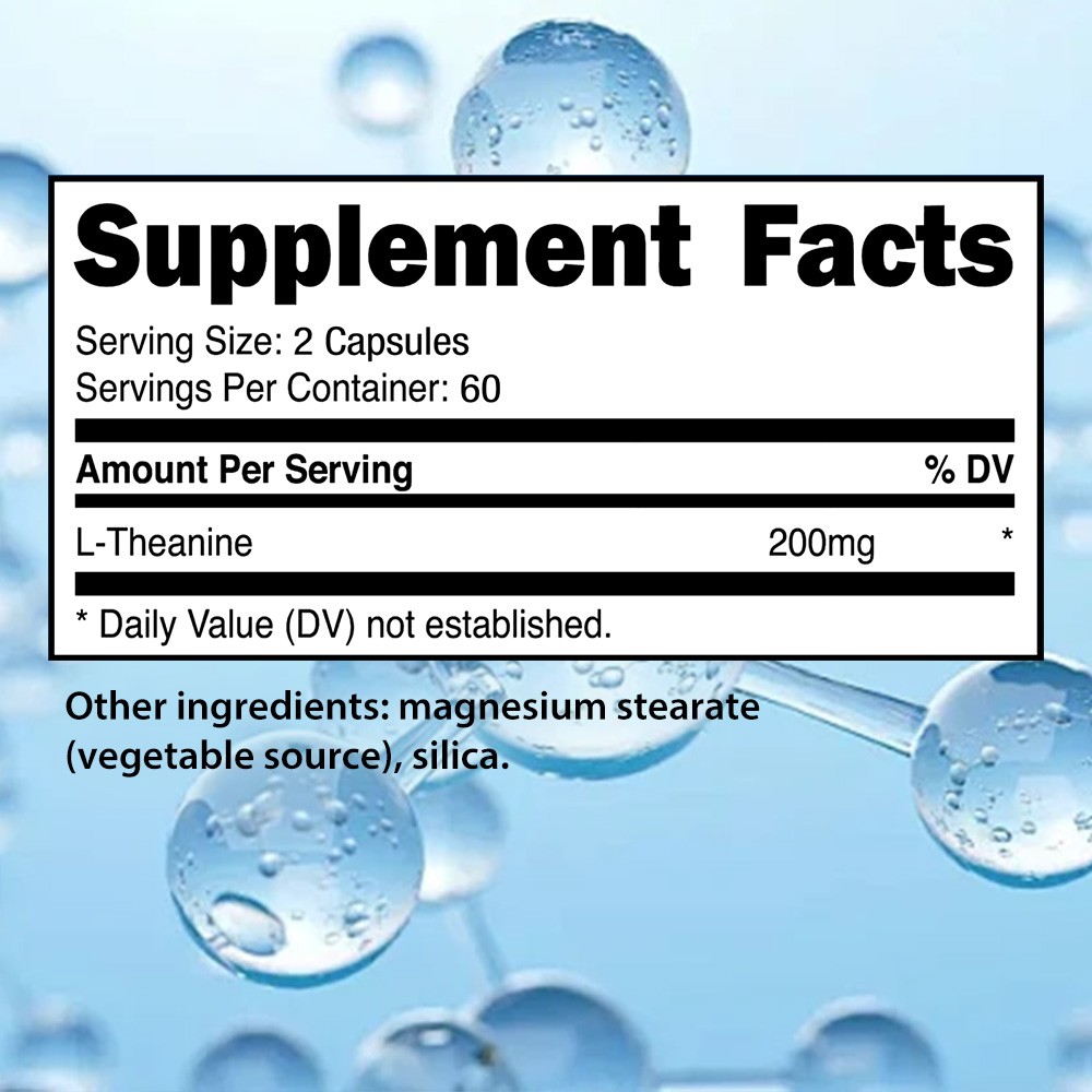 L-Theanine 200mg 30/60/120 Capsules Support Relaxation Stress For Men & Women