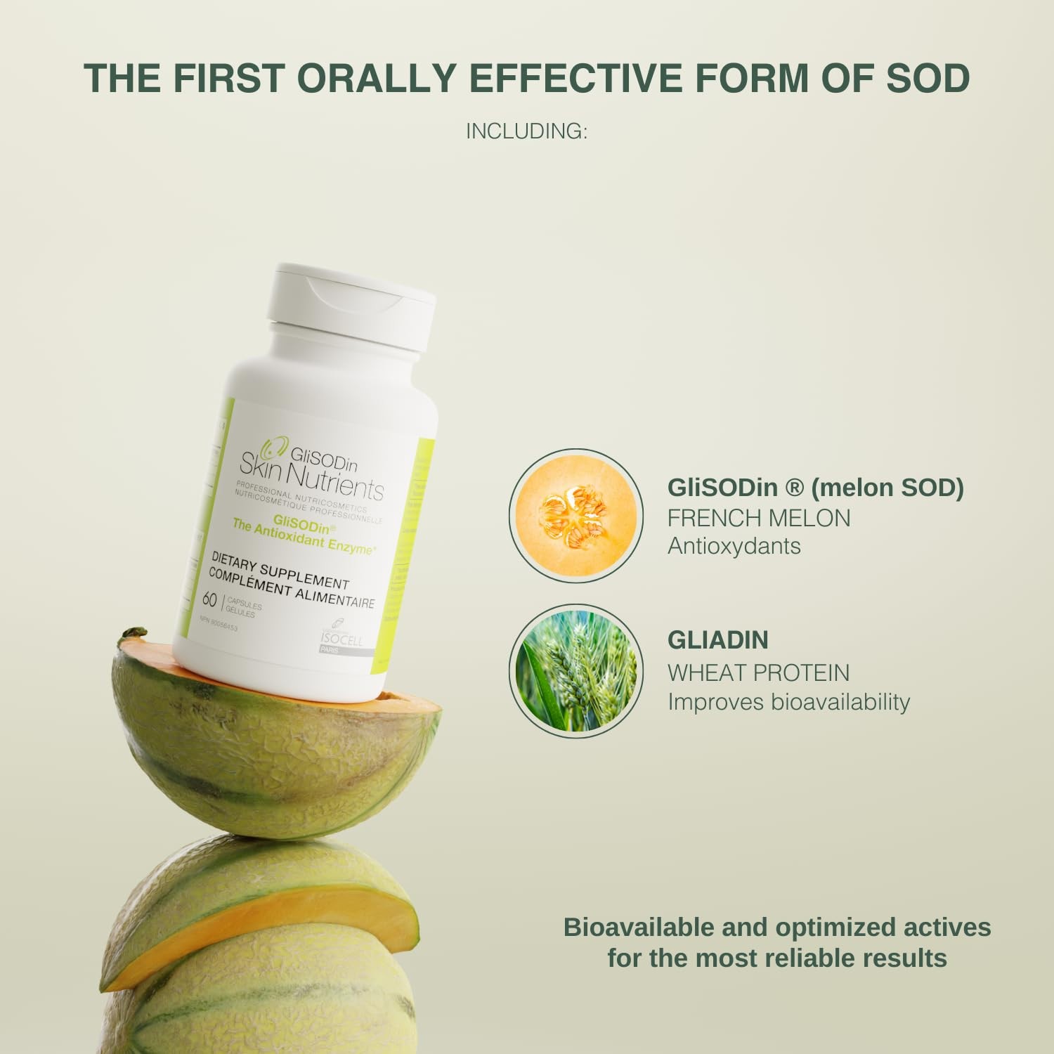 GliSODin Skin Nutrients The Antioxidant Enzyme – Reduces 60 Count (Pack of 1)