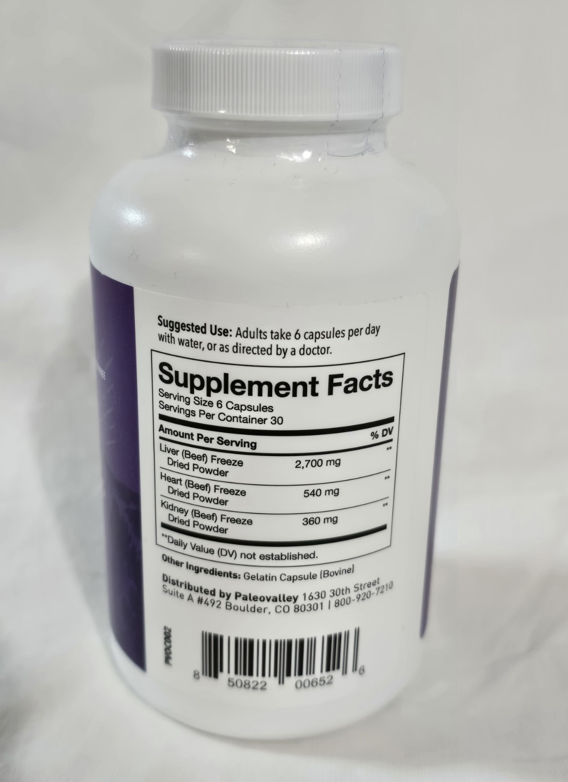 Paleovalley Grass Fed Organ Complex 30 Days Supply 180 Capsules – Exp 10/2027