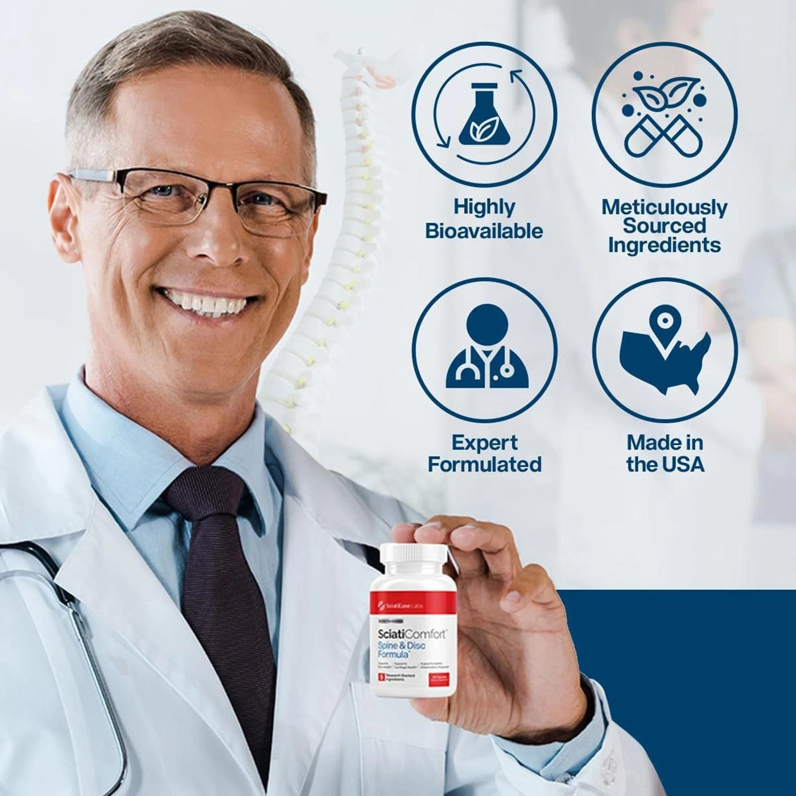 SciatiEase SciatiComfort Spine and Disc Support Supplement – 60ct