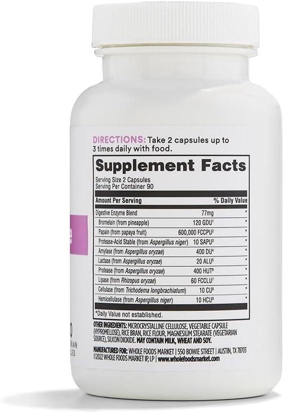 Wholezyme 180 Count – Natural Digestive Support to Alleviate Gas and Bloating