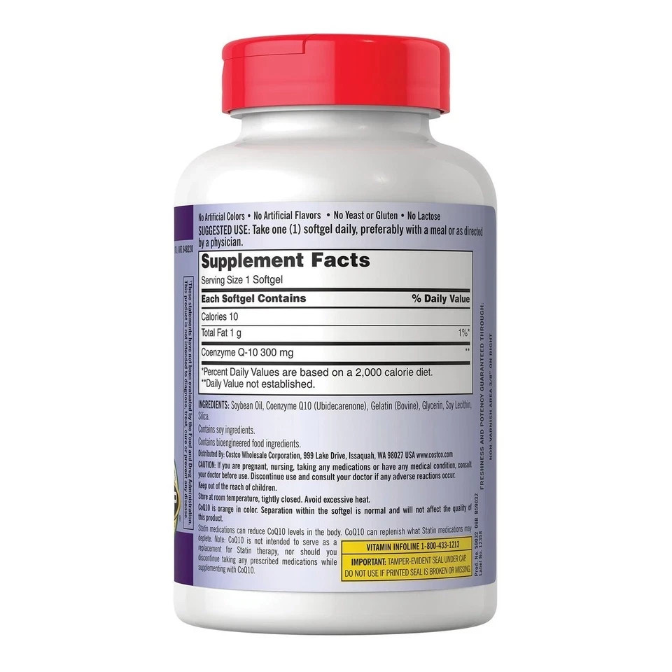 Kirkland Signature CoQ10 300mg 2 Pack 200 Softgels Heart Energy Support EXP 0527