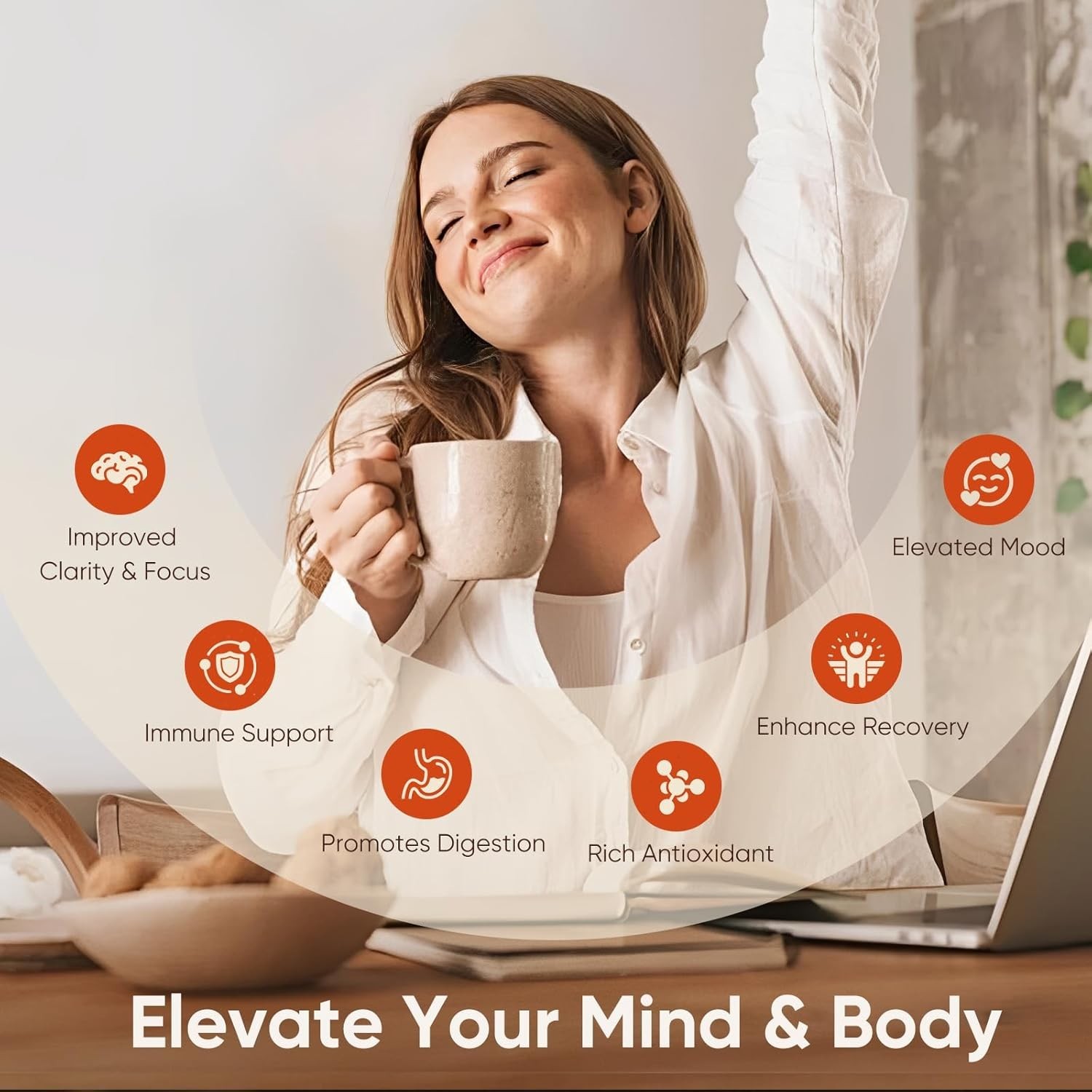 Mushroom Coffee, 12 Mushrooms Powder Blend Ashwagandha, Lion’s Mane, Chaga an…