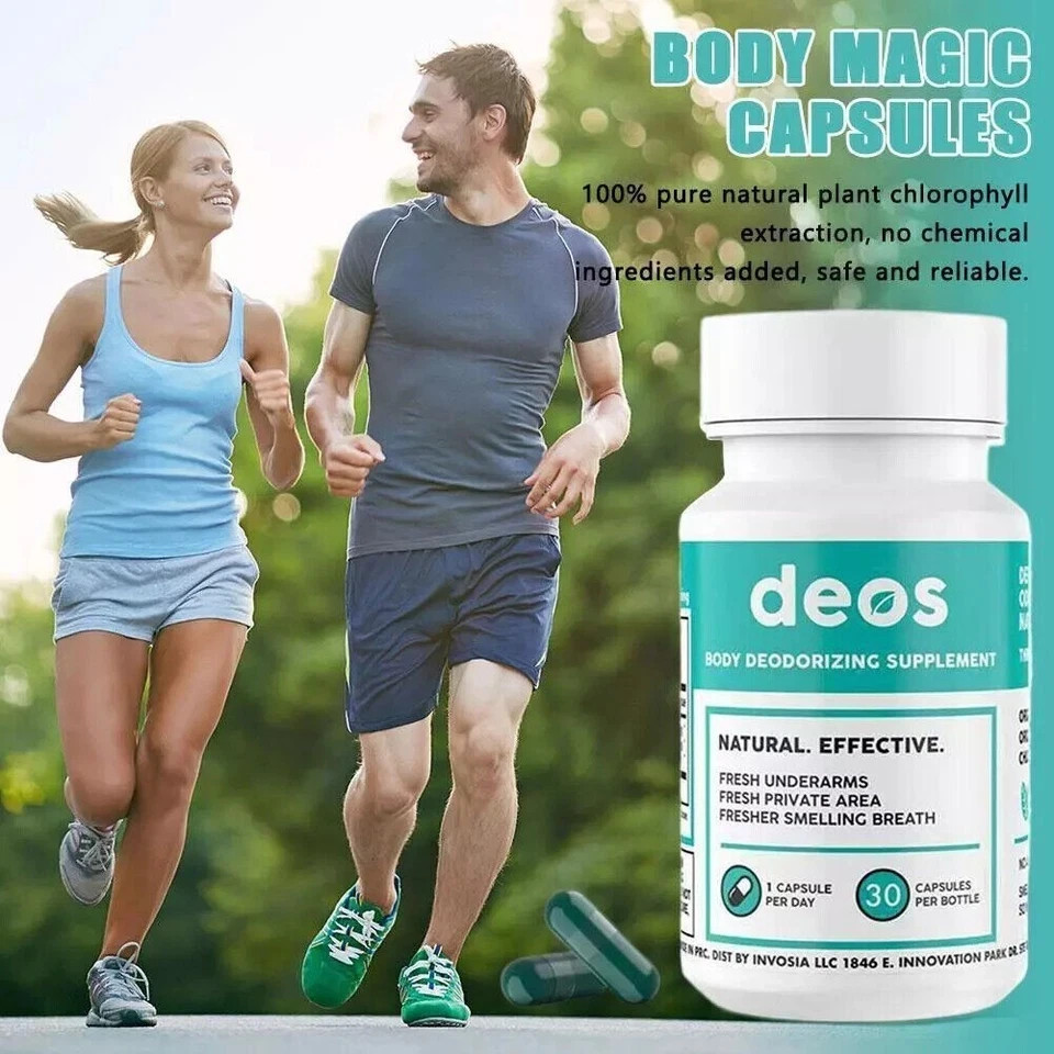 2 PACK DEOS Internal Deodorant Supplement for Full Body Odor Control, 30-Capsule