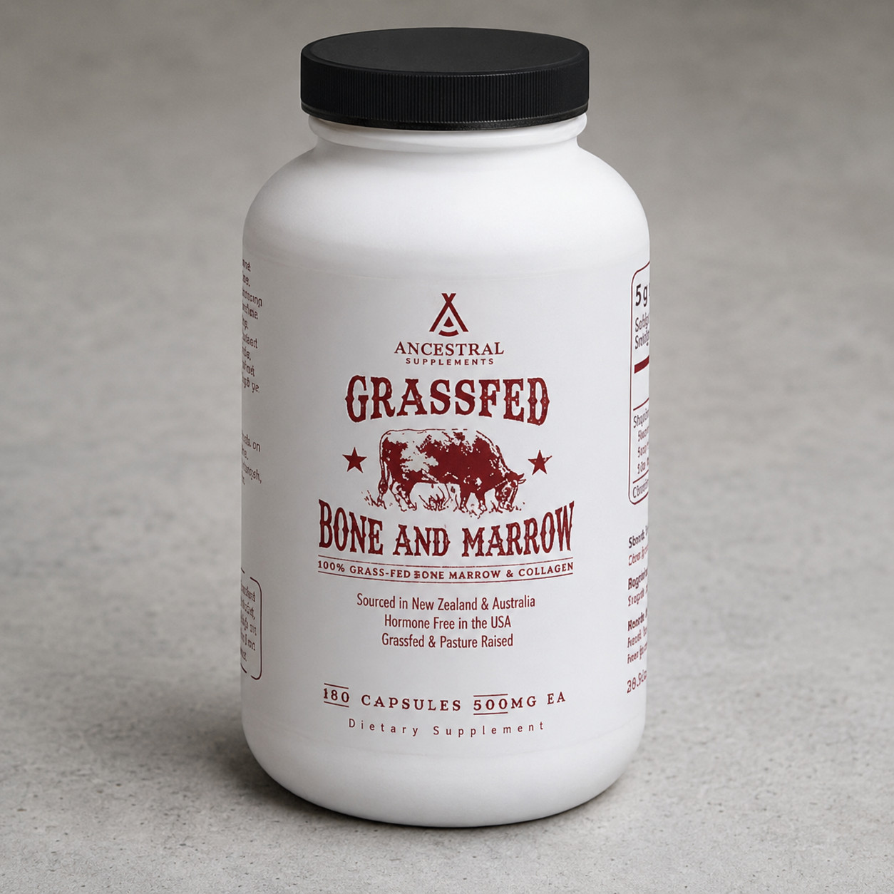 Ancestral Supplements Grass Fed Beef Bone and Marrow Supplement 3000mg 180 Caps