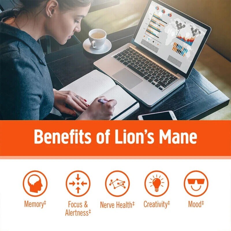 Organic Lion’s Mane Mushroom Supplement (450 mg) – 30/60/120 Capsules