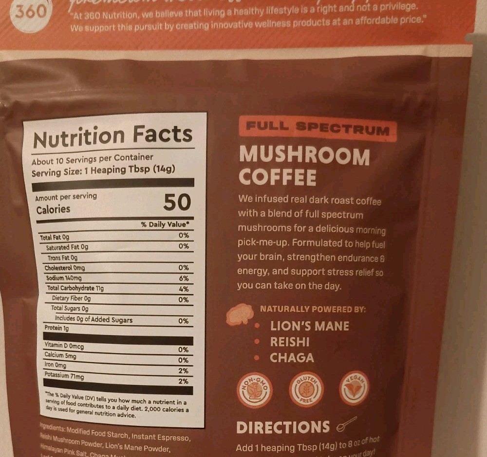 Shroomology™ Full Spectrum Mushroom Coffee Dark Roast 5 Oz Non GMO, Vegan & GF