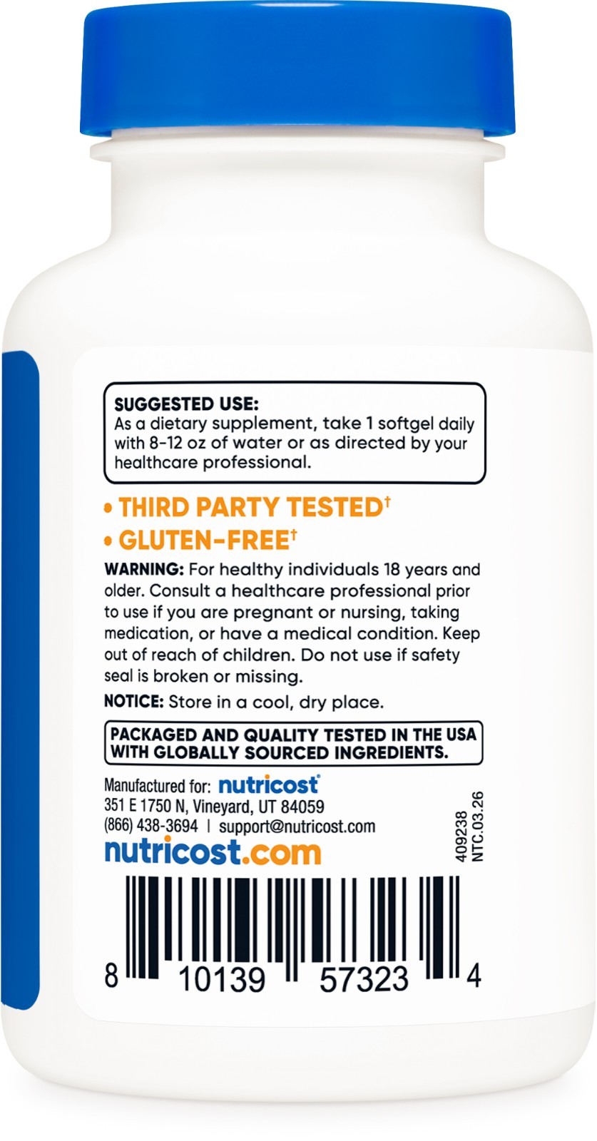 Nutricost Vitamin D3 5,000 IU, 240 Softgels – Gluten Free & Non-GMO