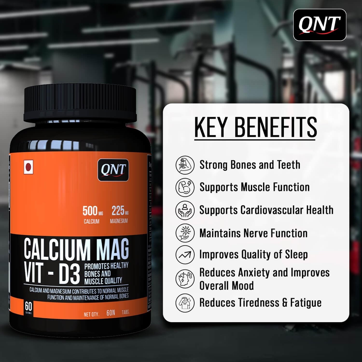 5 Pack Q.NT Calcium Magnesium D3 300 Tablets Bone Support