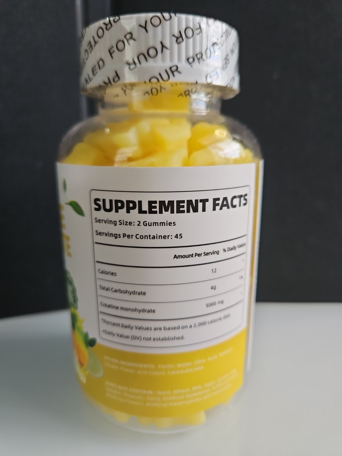 Noavii Creatine Monohydrate Gummies, 5000mg, Lemon Flavor, Unisex, 90ct
