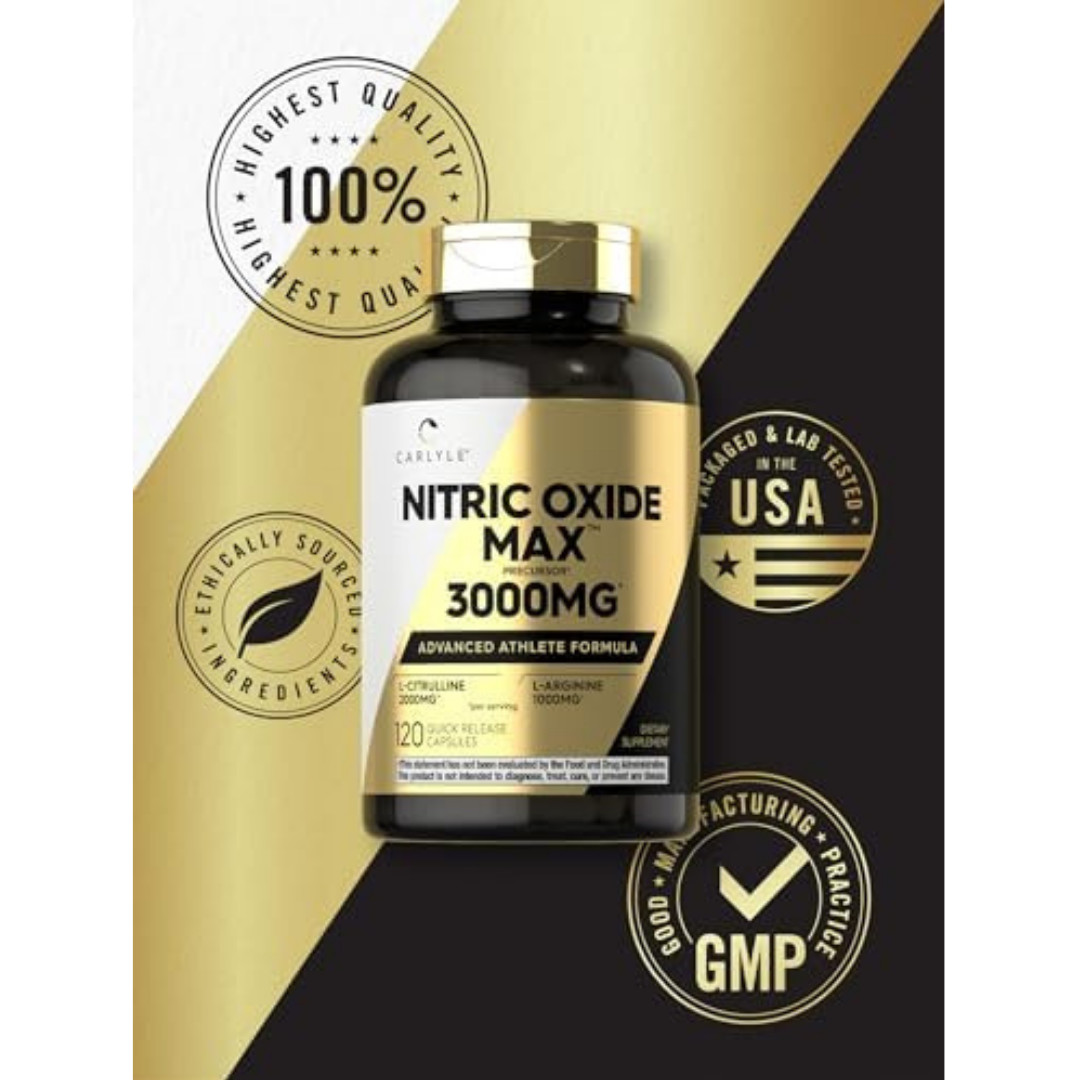 Nitric Oxide Supplement 3000mg 120 Caps Pre-Workout with L-Arginine L-Citrulline