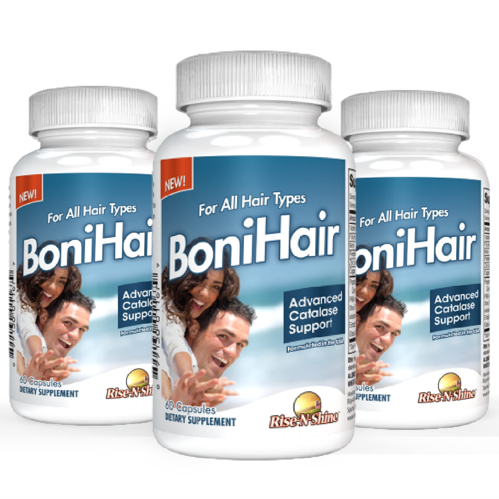 Rise-N-Shine BoniHair Catalase Supplement for Vibrant, 60 Count (Pack of 3)