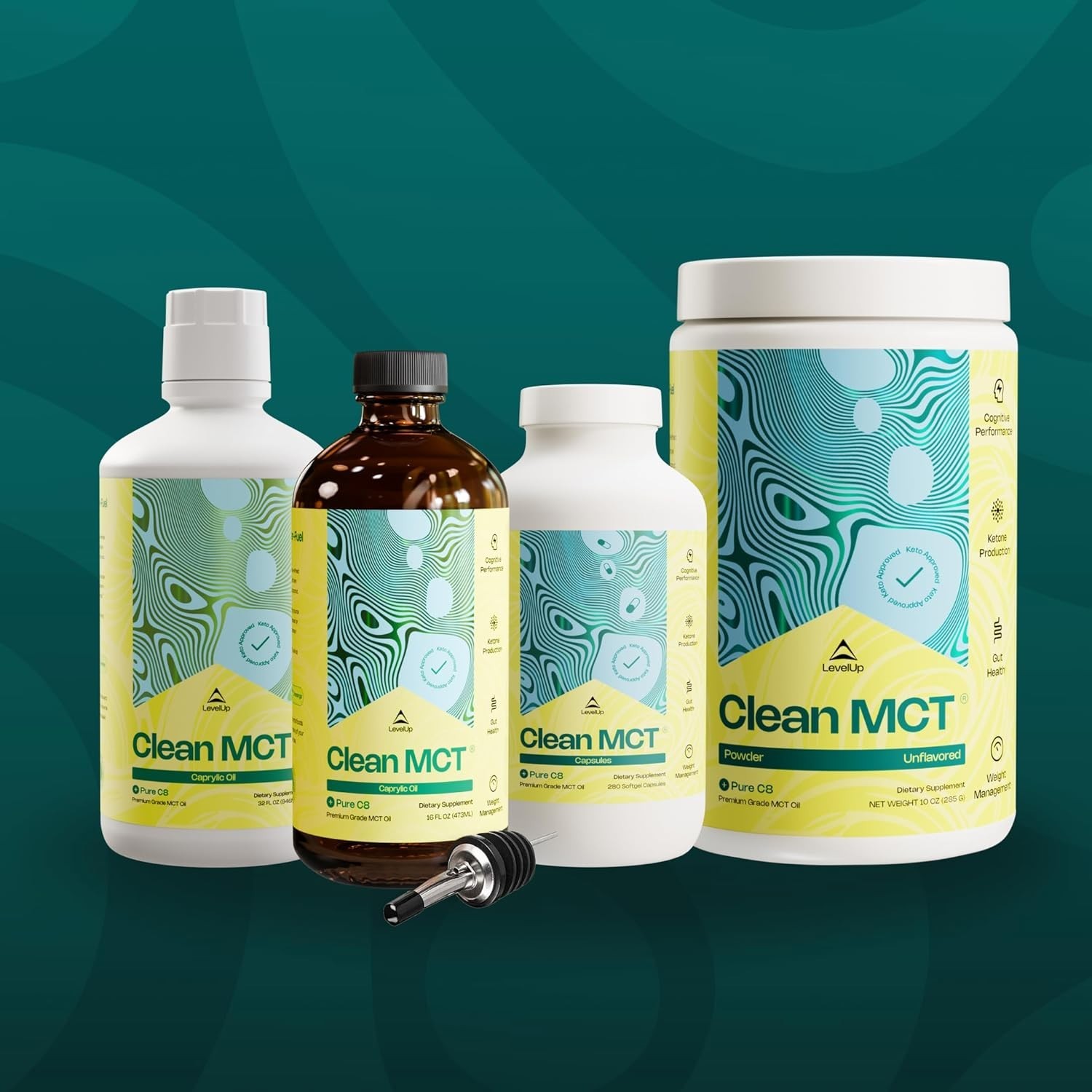 LevelUp Clean MCT Oil – 100 Caprylic C8 for Energy, Focus, Weight Management,…