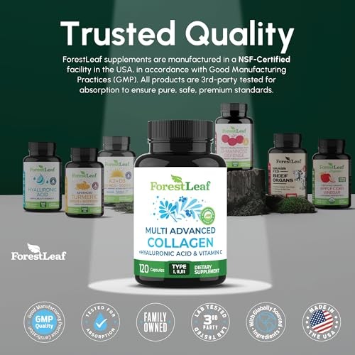 ForestLeaf Multi Collagen Pills with Hyaluronic Acid + Vitamin C | Hydrolyzed