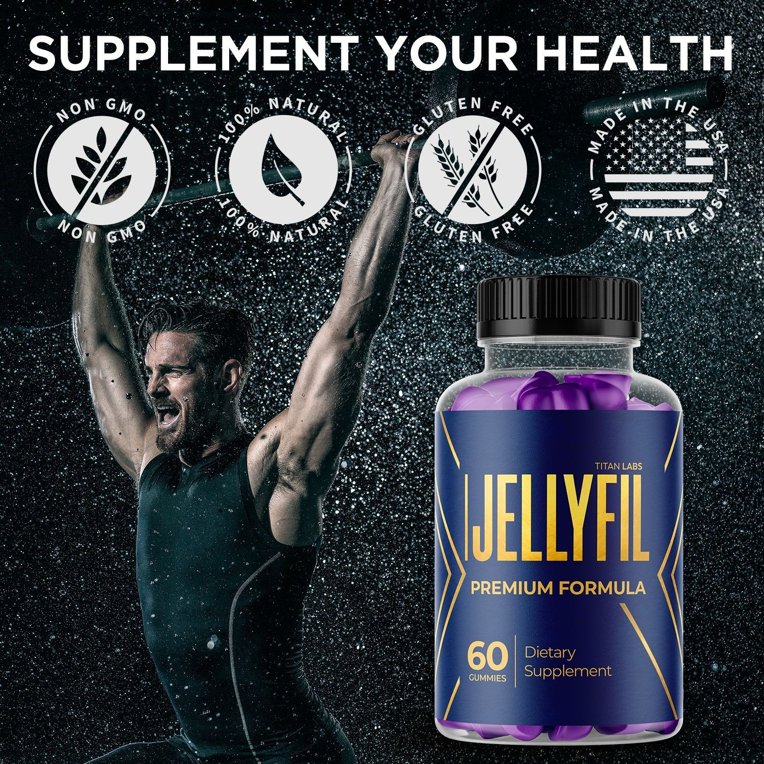 (1 Pack) Jellyfil Gummys Advanced Male Support Supplement Jelly fil 60 Gummies
