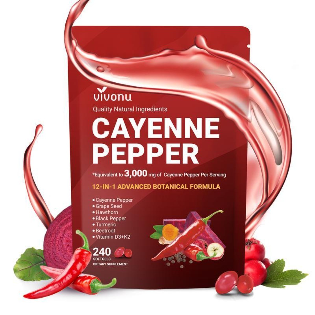 5/3X Cayenne Pepper Softgels for Leg Vein & Circulation Support ,Vascular Health