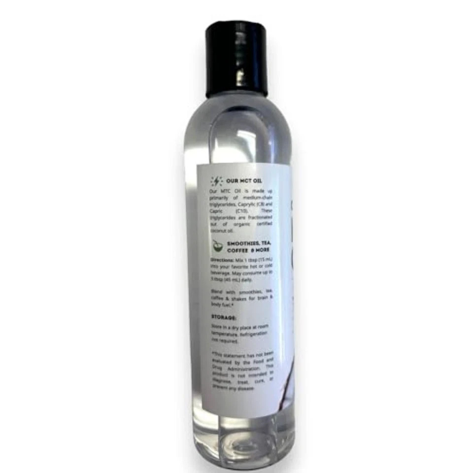 Kate Naturals Organic MCT Oil 8oz Pure Coconut C8 C10 Unflavored Coffee