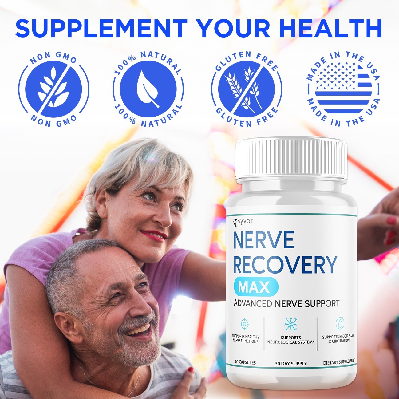(1 Pack) Nerve Recovery Max Nootropic Formula All Natural Supplement 60 Capsules