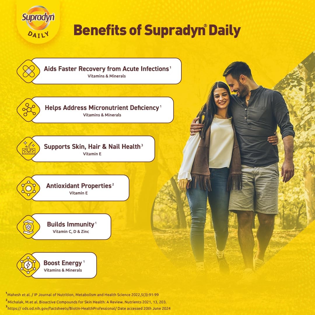 Supradyn Daily Multivitamin 30 Tablets for Unisex | Daily Immunity and 2X Energy