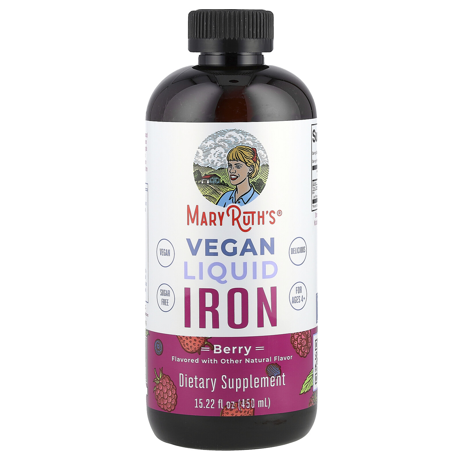 Vegan Liquid Iron, For Ages 4+, Berry, 15.22 fl oz (450 ml)