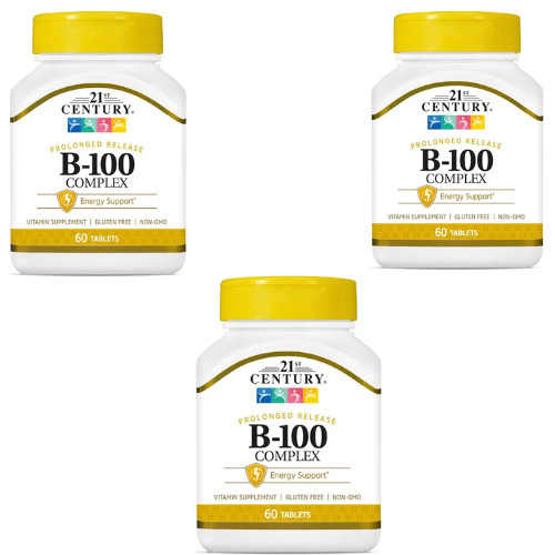 B 100 Complex Prolonged Release Caplets, 60 Count (Pack of 3)