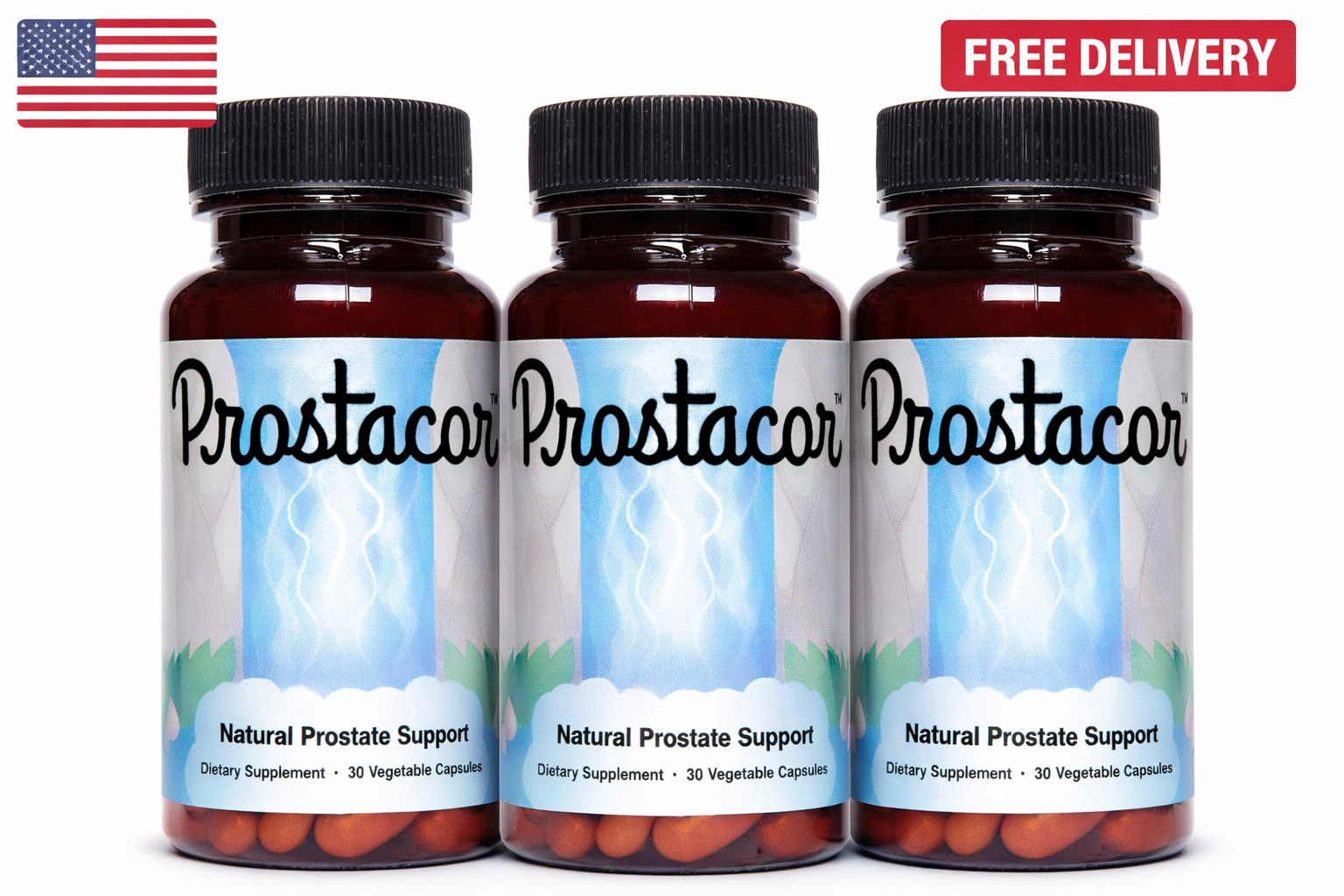 3 bottles Natural Prostate Support Supplement – Non-GMO, Vegan, Gluten-Free
