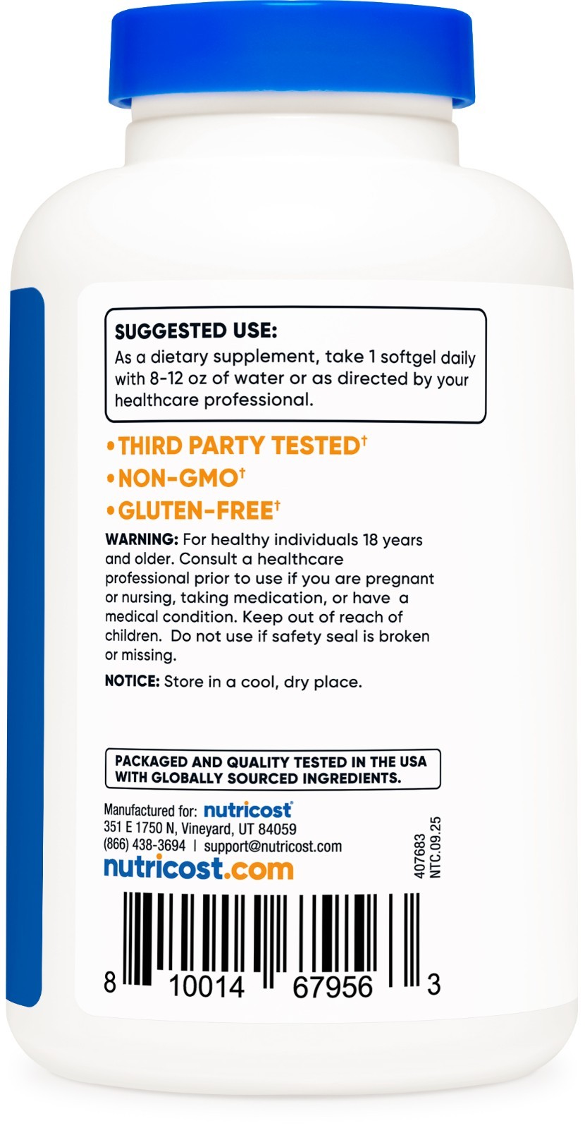 Nutricost Vitamin E 400 IU – 240 Softgel Capsules