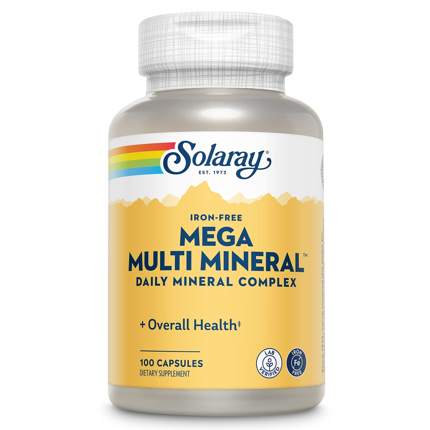 SOLARAY Mega Multi Mineral, Iron Free – Daily 100 Count (Pack of 1), No Color