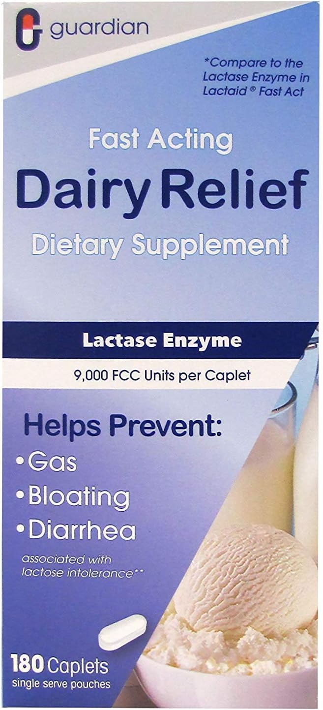 Relieve Lactose Intolerance Quickly – 180 Unflavored Caplets of Maximum Strength