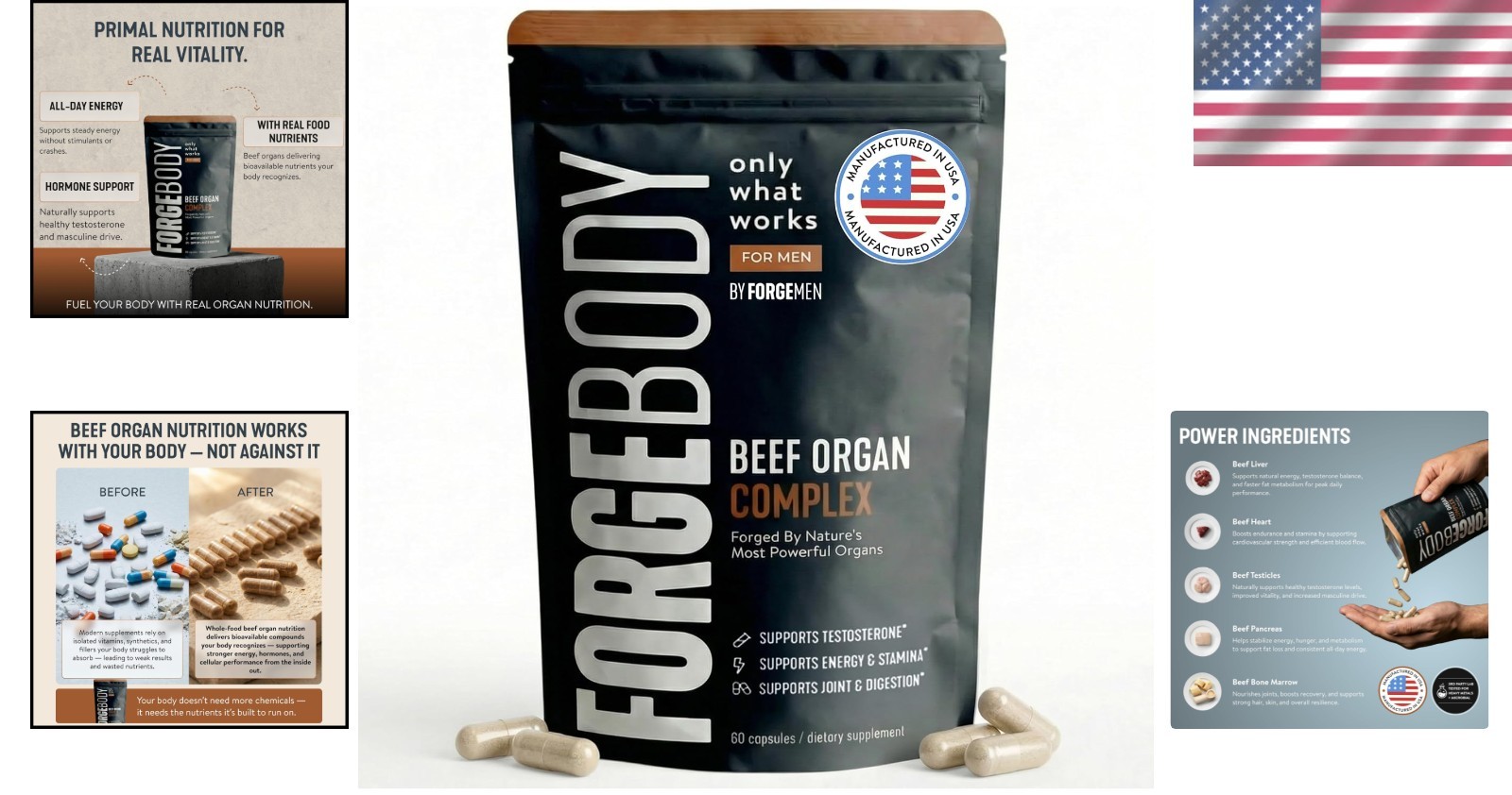 FORGEBODY Beef Organ Complex – Grass-Fed Nutrition for Athletes, 60 Capsules