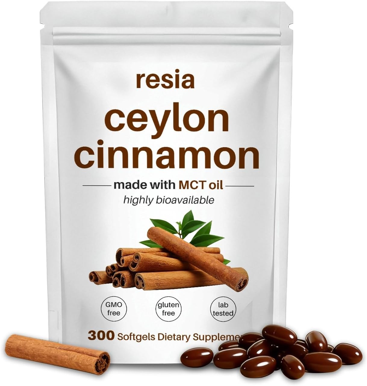 RESIA Ceylon Cinnamon Softgels with MCT Oil, Herbal Cinnamon Extract for Dail…