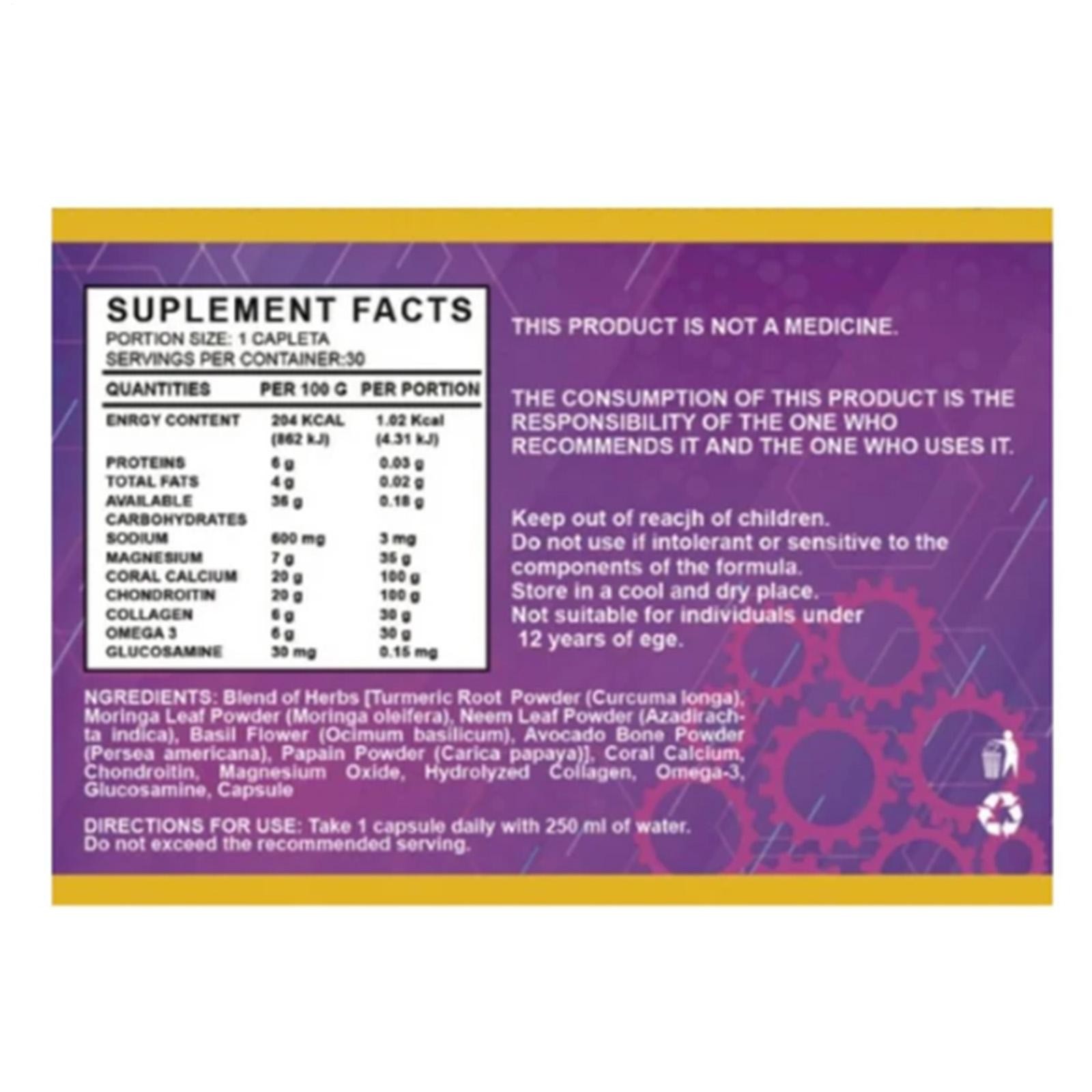 3 Pack Ultra Advance Vitamin & Mineral Supplement 30 Capsules 500 Mg New6e