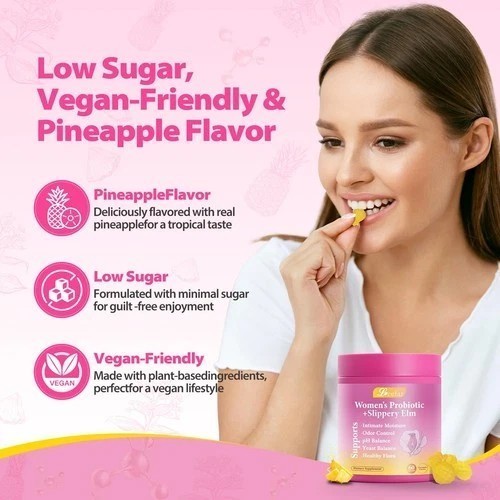 Women’s Probiotic Gummies + Slippery Elm, Pineapple, 60ct