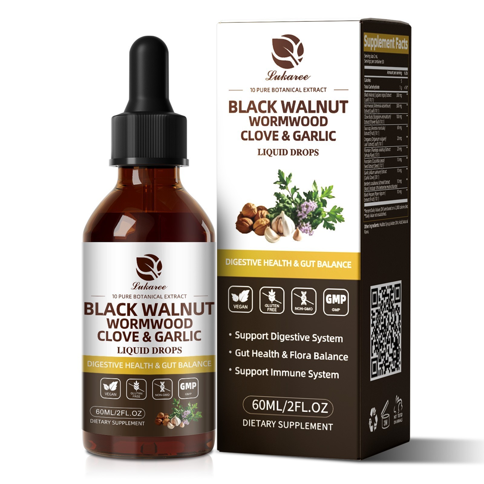 Parasite Cleanse Tincture/Extract-Wormwood, Black Walnut Hull, Clove, 2 fl oz