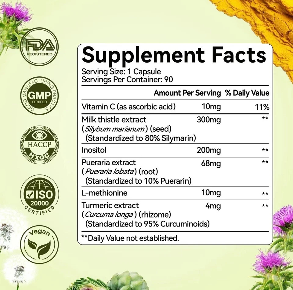 OXYENERGY Milk Thistle Liver Support 1-Pack Silymarin Turmeric 180 Veggie Caps