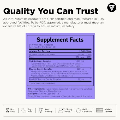 Vital Vitamins Multi Collagen Complex Plus Biotin, Hyaluronic Acid & VIT. C |