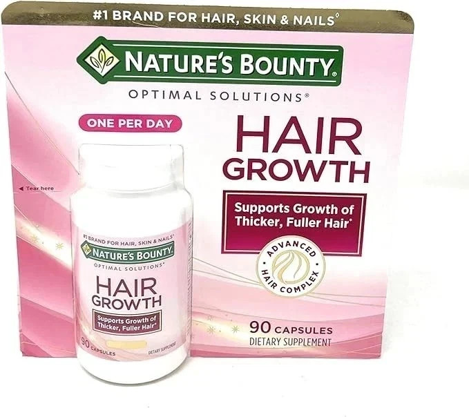 Nature’s Bounty Hair Growth 90 Caps 1 Daily Supports Strong Healthy-Pack of 2