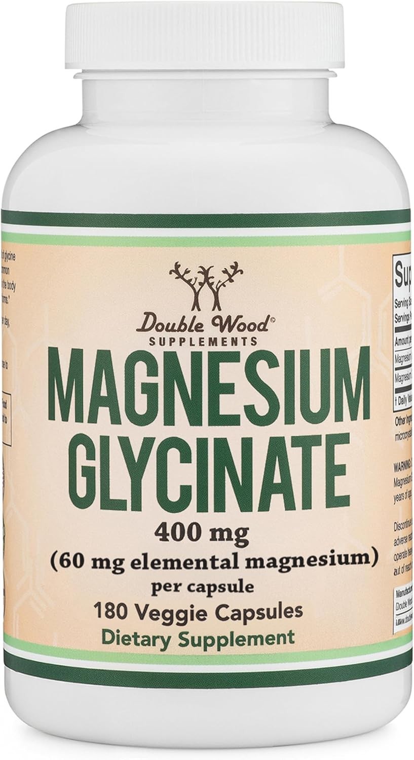 Double Wood Supplements Magnesium Glycinate 400Mg | 180 Capsules | Sleep, Muscle