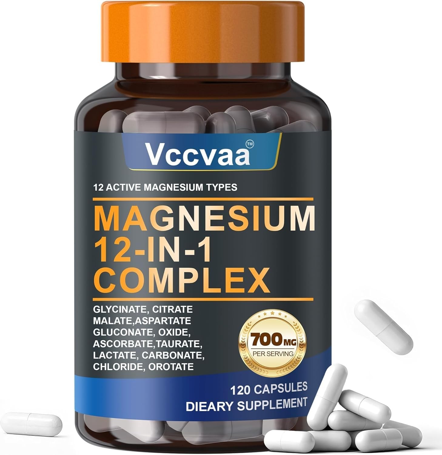 Magnesium Complex 700mg – 12-in-1 Supplement 120 Count (Pack of 1)