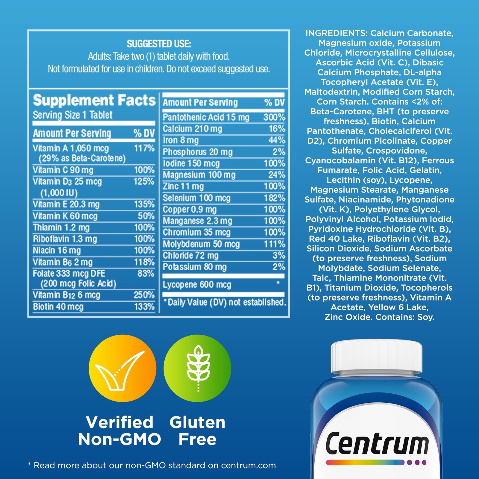 Centrum Multivitamin for Men, Multivitamin/Multimineral 250 Count (Pack of 1)